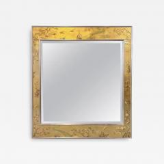  La Barge La Barge Square Eglomise Wall Mirror with Chinoiserie Natural Scene Mid Century - 3407423