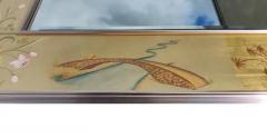  La Barge LaBarge Gold Leaf Reverse Painted Chinoiserie Style Glass Aluminum Mirror - 3253747
