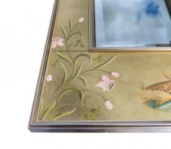  La Barge LaBarge Gold Leaf Reverse Painted Chinoiserie Style Glass Aluminum Mirror - 3253751