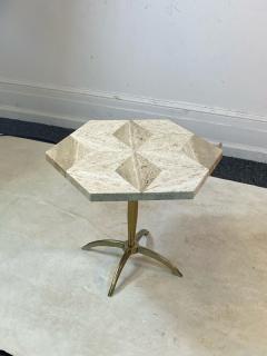  La Barge MID CENTURY MODERN HEXAGONAL DIAMOND PATTERNED TRAVERTINE TOP TABLE - 2142426