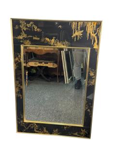  La Barge MODERN BLACK GLASS CHINOISERIE MIRROR BY LA BARGE - 4605166