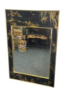 La Barge MODERN BLACK GLASS CHINOISERIE MIRROR BY LA BARGE - 4605167