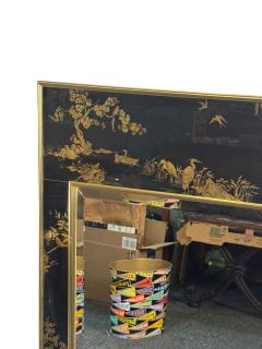  La Barge MODERN BLACK GLASS CHINOISERIE MIRROR BY LA BARGE - 4605171
