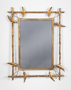  La Barge Mid Century La Barge Faux Bamboo Metal Mirror - 3086577