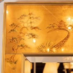  La Barge Mid Century Modern La Barge Hand Painted glomis Chinoiserie Mirror - 1484775