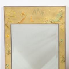  La Barge Mid Century Modern Rectangular La Barge Hand Painted glomis Chinoiserie Mirror - 1733352