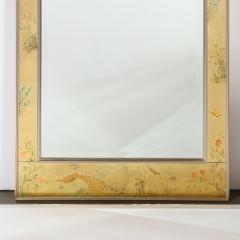  La Barge Mid Century Modern Rectangular La Barge Hand Painted glomis Chinoiserie Mirror - 1733354