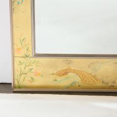  La Barge Mid Century Modern Rectangular La Barge Hand Painted glomis Chinoiserie Mirror - 1733357
