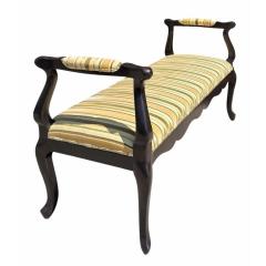  La Maison Pierre Frey 18th C Style Italian Black Lacquered Silk Cut Velvet Upholstered Bench - 4549760