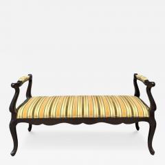  La Maison Pierre Frey 18th C Style Italian Black Lacquered Silk Cut Velvet Upholstered Bench - 4553580