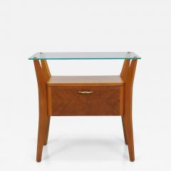  La Permanente Mobili Cant Gio Ponti Maple Walnut Nightstand Table La Permanente Mobili Cant 1940s - 4426958