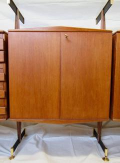  La Permanente Mobili Cant Midcentury Italian Teak and Bronze Four Cabinet Sideboard Suspended Glass 1960 - 569035