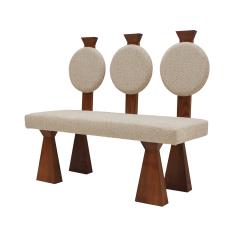  La Studio Contemporary Bench in Primitivist Style Solid Oak and Wool Boucl Italy - 4075048