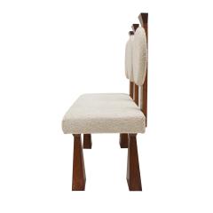  La Studio Contemporary Bench in Primitivist Style Solid Oak and Wool Boucl Italy - 4075052
