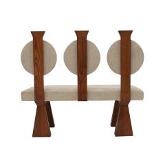  La Studio Contemporary Bench in Primitivist Style Solid Oak and Wool Boucl Italy - 4075053