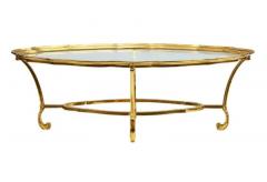  LaBarge Hollywood Regency Glass and Brass Oval Cocktail Table by LaBarge - 3562174
