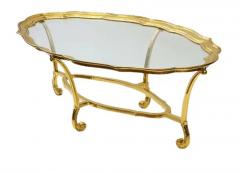  LaBarge Hollywood Regency Glass and Brass Oval Cocktail Table by LaBarge - 3562182