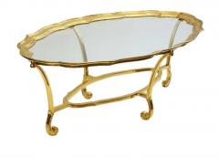  LaBarge Hollywood Regency Glass and Brass Oval Cocktail Table by LaBarge - 3562183