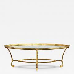  LaBarge Hollywood Regency Glass and Brass Oval Cocktail Table by LaBarge - 3563771