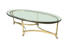  LaBarge LaBarge Hollywood Regency Neoclassical Style Brass Glass Coffee Table - 4035665