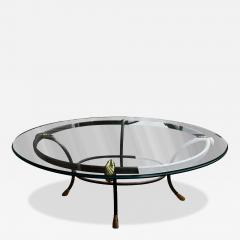  LaBarge LaBarge Style Steel with Brass Accents and Glass Oval Coffee Table Table - 4475580