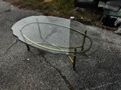  LaBarge Oval Brass and Beveled Glass Labarge Style Coffee Table - 4513113