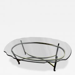  LaBarge Oval Brass and Beveled Glass Labarge Style Coffee Table - 4513868