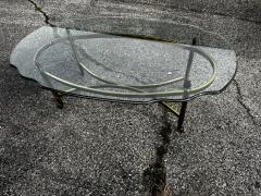  LaBarge Oval Brass and Beveled Glass Labarge Style Coffee Table - 4516494