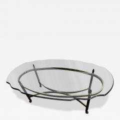  LaBarge Oval Brass and Beveled Glass Labarge Style Coffee Table - 4521903