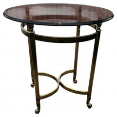  LaBarge Round Brass and Glass Labarge Style End Table - 4513094