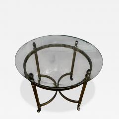  LaBarge Round Brass and Glass Labarge Style End Table - 4513867