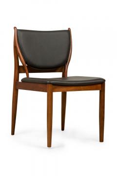  Lagos Contemporary Modern Walnut and Dark Olive Leather Dining Side Chairs - 4163304