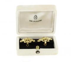  Lalaounis Ilias Lalaounis ILIAS LALAOUNIS GOLD GEOMETRIC EARRINGS WITH SAPPHIRES AND DIAMONDS - 3710559