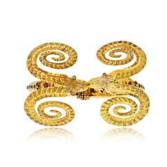  Lalaounis Ilias Lalaounis Ilias Lalaounis Vintage 18K Yellow Gold Double Ram Ruby Bracelet - 4600897