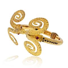  Lalaounis Ilias Lalaounis Ilias Lalaounis Vintage 18K Yellow Gold Double Ram Ruby Bracelet - 4600939