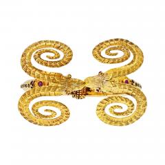  Lalaounis Ilias Lalaounis Ilias Lalaounis Vintage 18K Yellow Gold Double Ram Ruby Bracelet - 4601098
