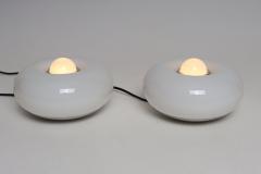  Lamperti Pair of Vintage Italian Murano Glass and Chrome Guscio Table Lamps by Lamperti - 4738315
