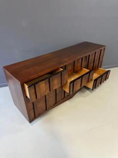  Lane Acclaim 1970s Lane Brutalist Nine Drawer Walnut Dresser Mid Century - 4126620
