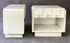  Lane Furniture Brutalist Lane Staccato Pair Nightstands Restored Burnished Custom White Enamel - 2618078