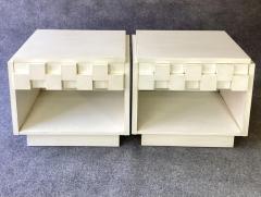  Lane Furniture Brutalist Lane Staccato Pair Nightstands Restored Burnished Custom White Enamel - 2618086