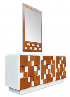  Lane Furniture Expertly Restored Enameled Lane Staccato or Mosaic Brutalist Dresser Mirror - 3126557