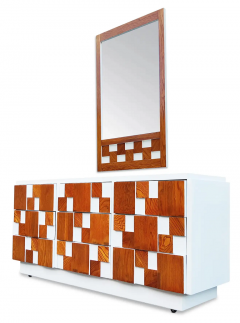  Lane Furniture Expertly Restored Enameled Lane Staccato or Mosaic Brutalist Dresser Mirror - 3126560