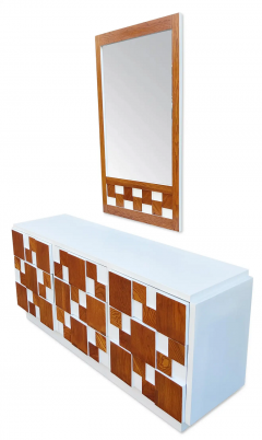  Lane Furniture Expertly Restored Enameled Lane Staccato or Mosaic Brutalist Dresser Mirror - 3126590