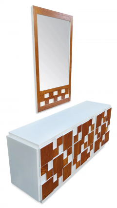  Lane Furniture Expertly Restored Enameled Lane Staccato or Mosaic Brutalist Dresser Mirror - 3126593