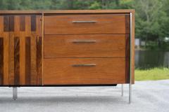  Lane Furniture Lane Altavista Walnut Rosewood 9 Drawer Long Dresser or Cabinet w Chrome Legs - 4222887