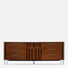  Lane Furniture Lane Altavista Walnut Rosewood 9 Drawer Long Dresser or Cabinet w Chrome Legs - 4225729