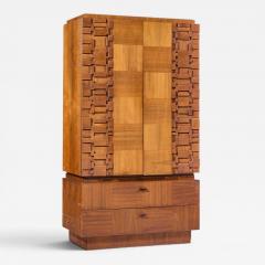  Lane Furniture Lane Brutalist Mid Century Walnut Armoire Dresser - 4575476