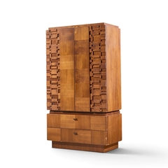  Lane Furniture Lane Brutalist Mid Century Walnut Armoire Dresser - 4746686