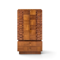  Lane Furniture Lane Brutalist Mid Century Walnut Armoire Dresser - 4746687