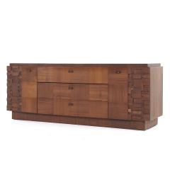  Lane Furniture Lane Brutalist Mid Century Walnut Lowboy Dresser - 3823542